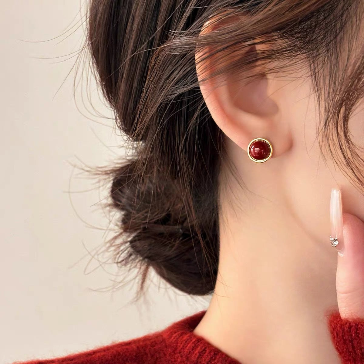 Needle Mermaid Pearl Female Simple Ear Clip Geometric Stud Earrings