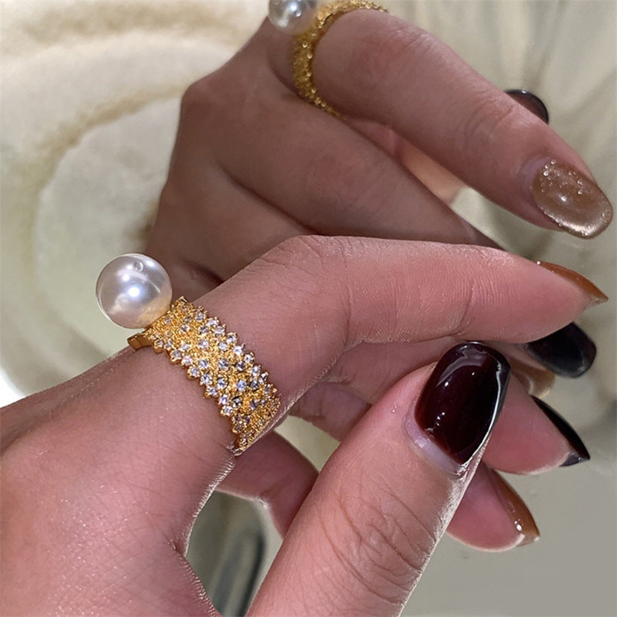 Women's Retro Sterling Sier Brushed Zircon Light Rings