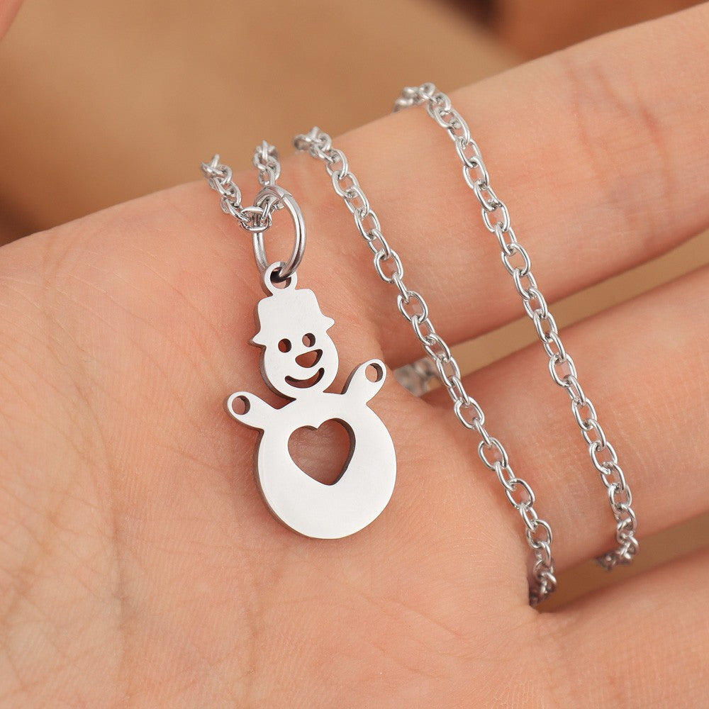 Stainless Steel Santa Christmas Tree Stylish Simple Necklaces
