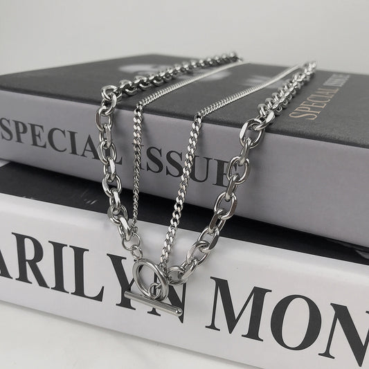Women's & Men's Simple Double Layer Twin Chain Fashion Short Bracelets