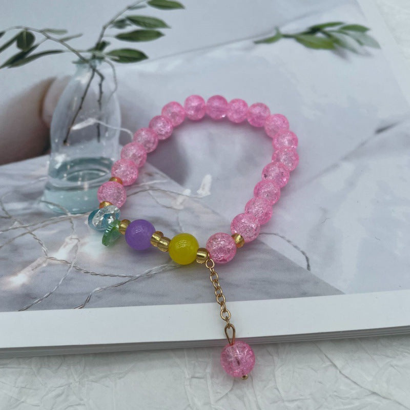 Camellia Little Daisy Crystal Girlfriends Color Glass Chipping Bracelet