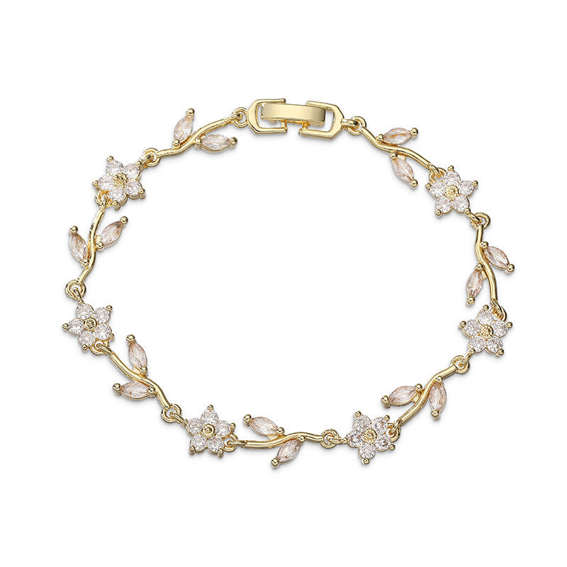 Tulip Colorful Crystals Gem Flower Light Bracelet