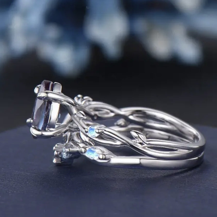 Women's Colorful Stone Diamond Water Drop Zircon Simple Rings