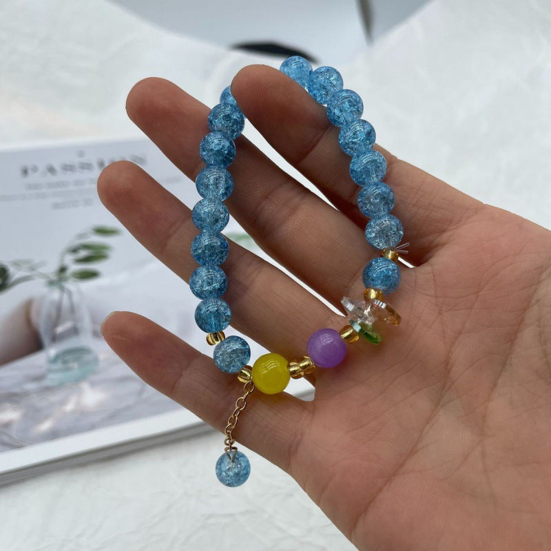 Camellia Little Daisy Crystal Girlfriends Color Glass Chipping Bracelet