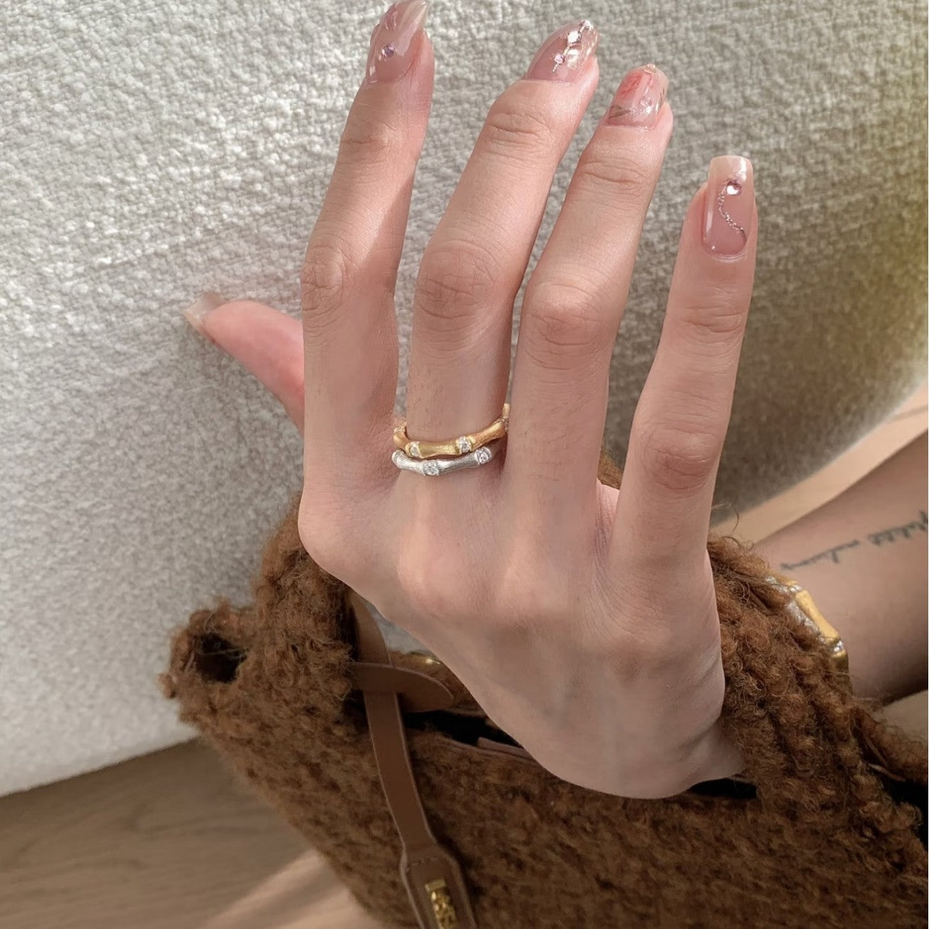 Women's Bamboo Joint Brushed Temperament Entry Lux Niche Simple Fashion Rings