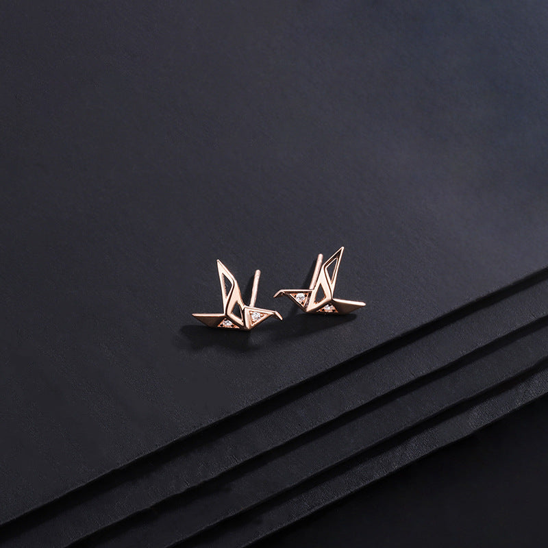 Women's Paper Crane Inlaid Fashionable Eardrops High-grade Tassel Earrings