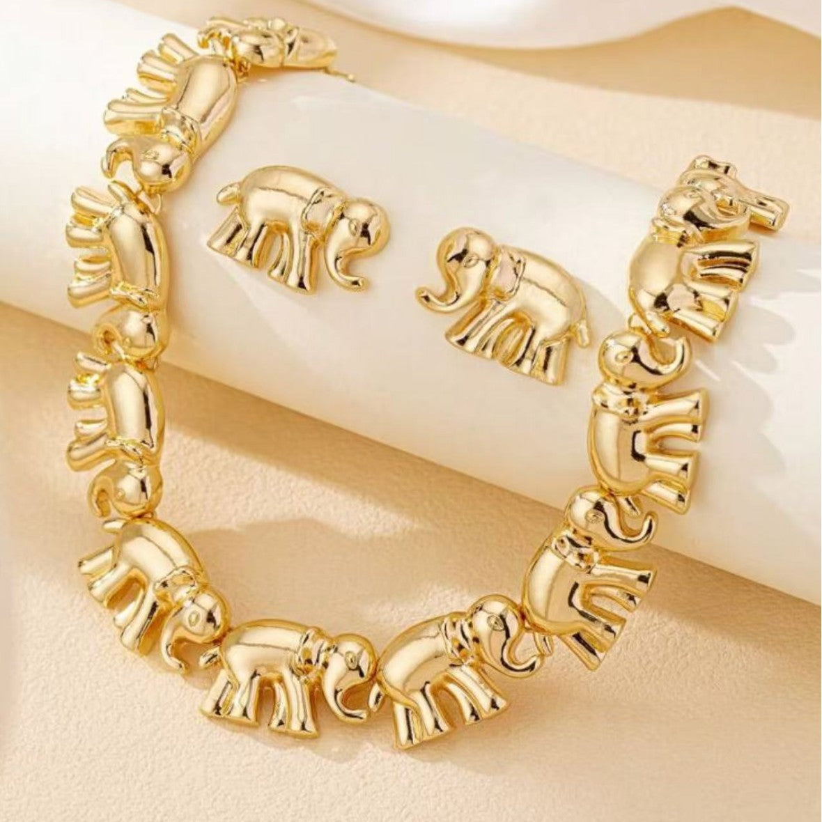 Elephant Shape Exaggerated Personalized Style Twin Necklaces