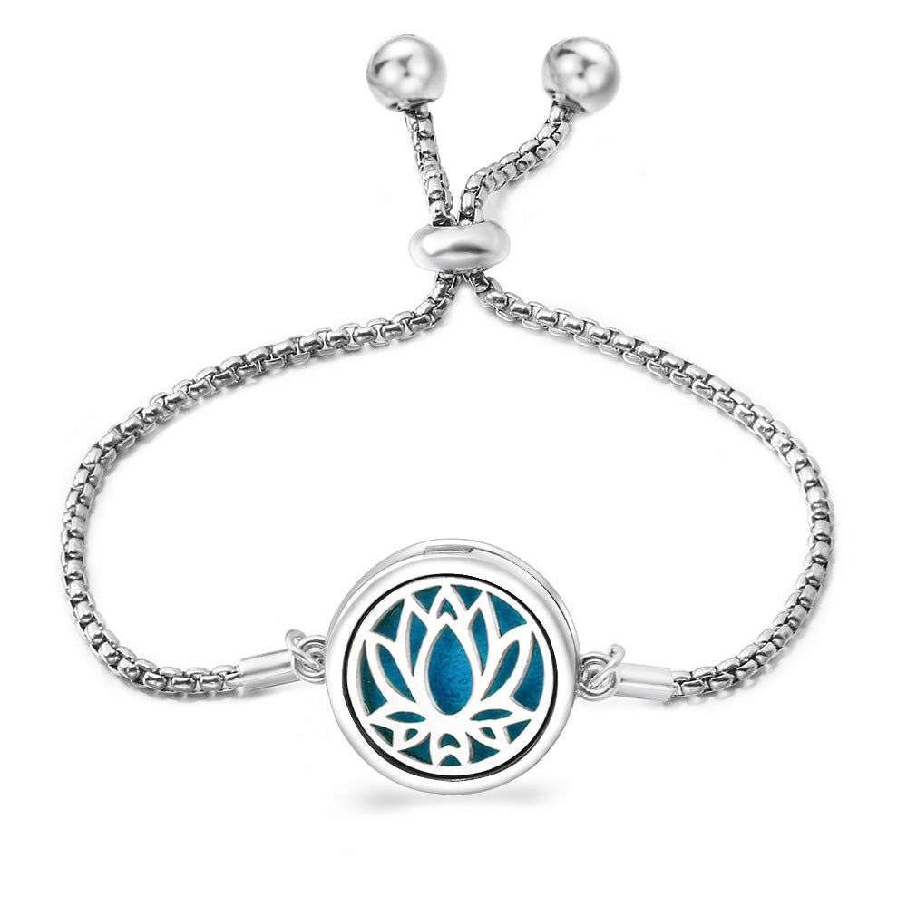 Fashion Angel Wings Box Essential Oil Diffuser Stainless Steel Adjustable Bracelet