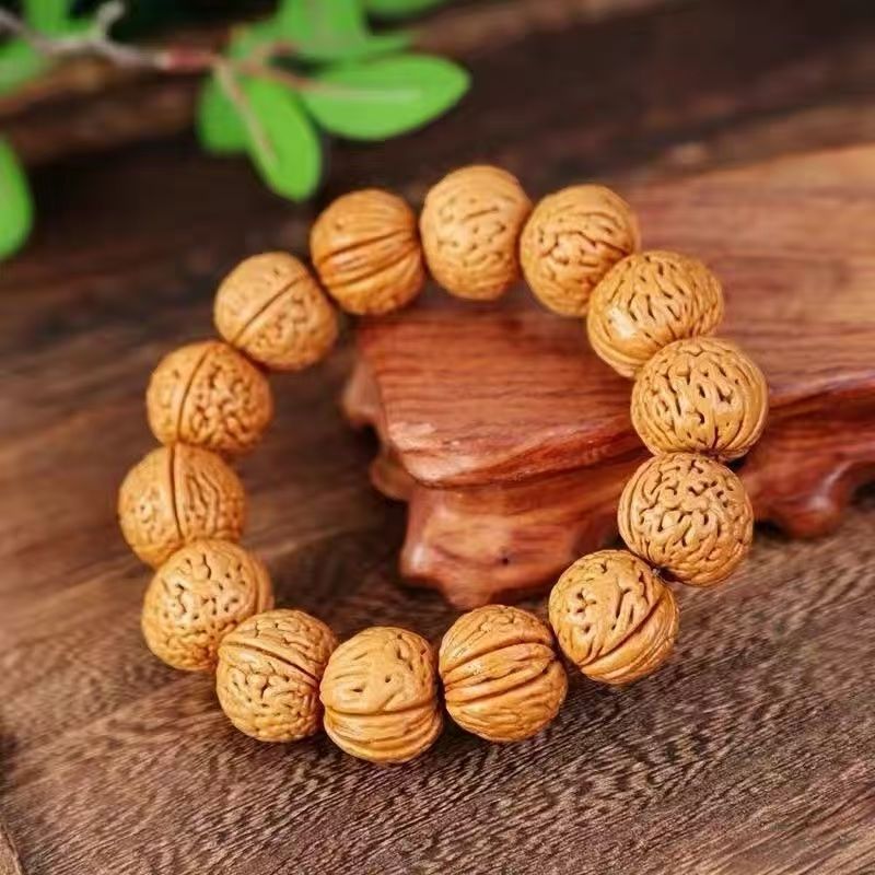 Women's & Men's Brain Texture Walnut Crafts Hand Toy Single Circle Peach Kernel Bracelet