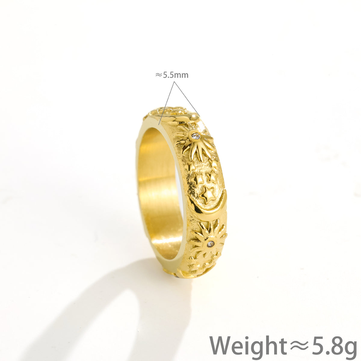 Embossed Sun Moon Graceful Fashionable Personality Titanium Steel Female Does Rings