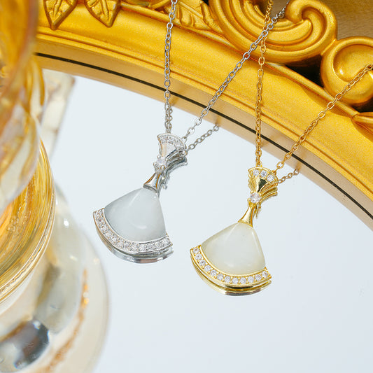Women's Steel Diamond Opal Small Skirt Light Luxury Necklace