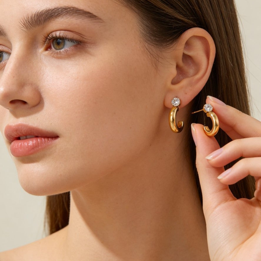 Stainless Steel Zircon Light Luxury High-grade Titanium Earrings