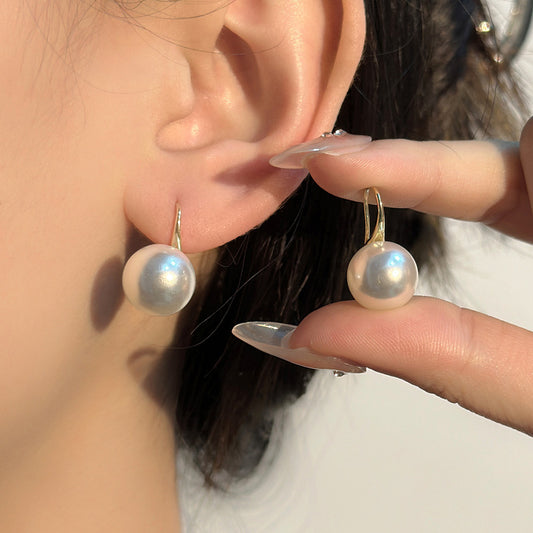 Simple French Retro Transparent Pink Pearl Light Luxury Earrings