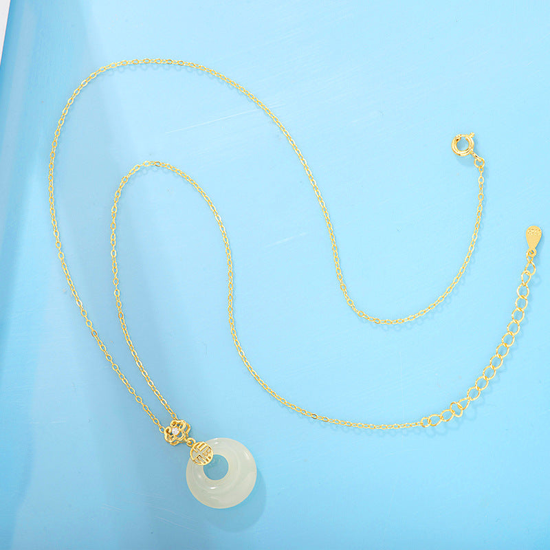 Women's Character Natural Jade Peace Buckle National Necklaces