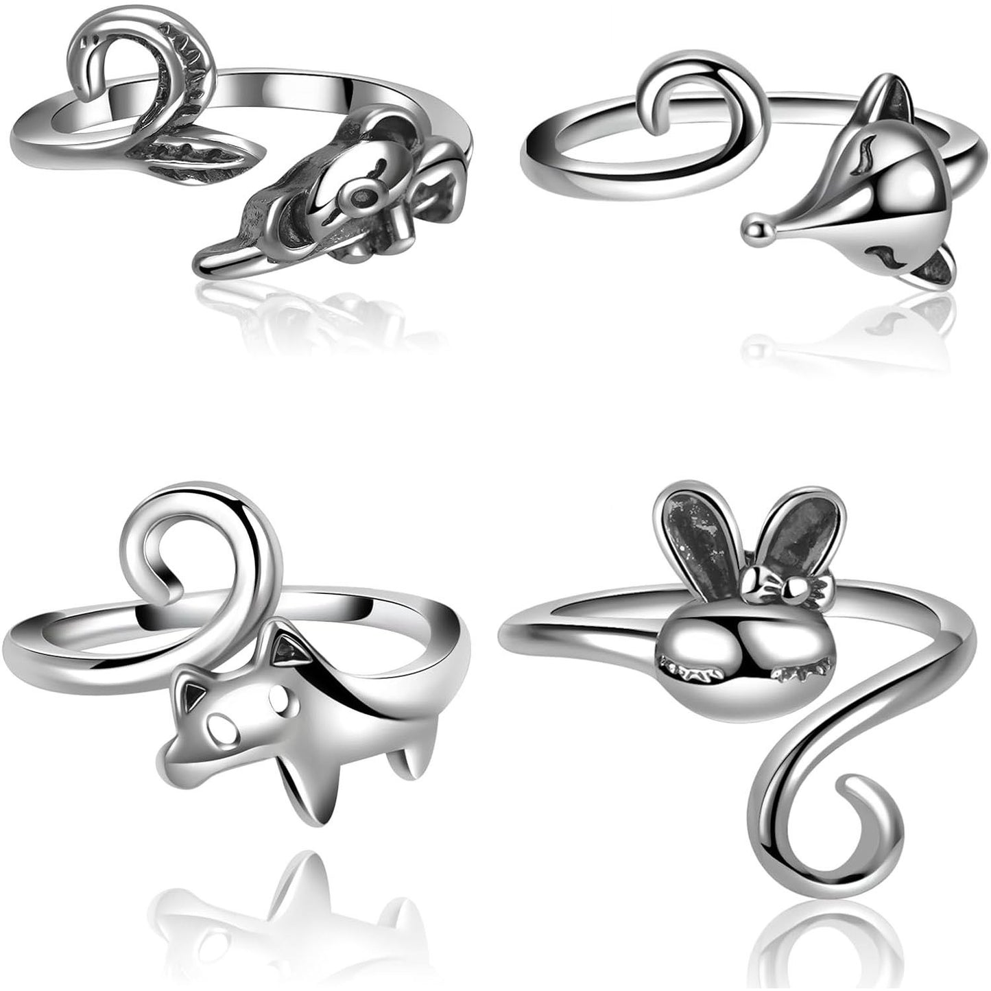 Men's Retro Trendy Sier Open Single Lucky Rings