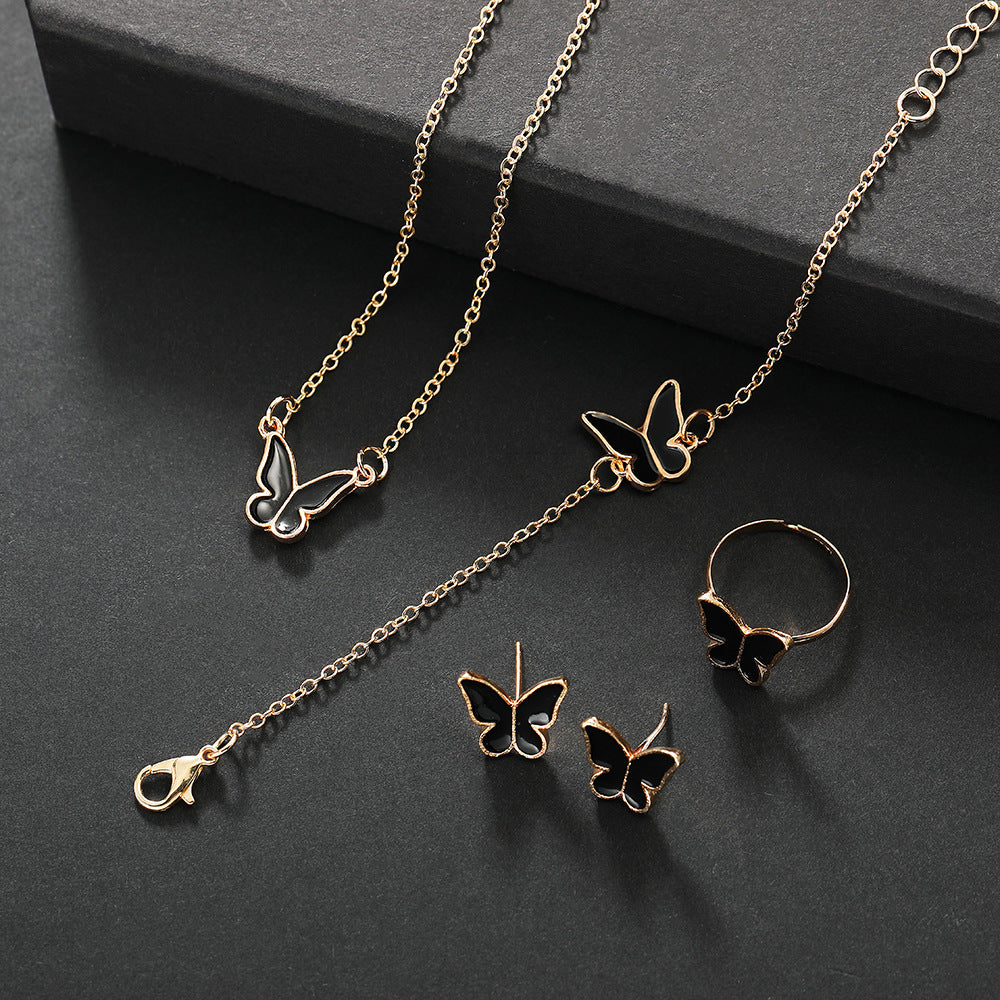 Women's Drop Oil Small Butterfly Fashion Simple Jewelry Set