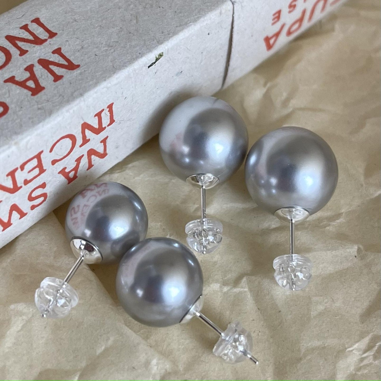 Korean Style Sterling Sier Glass Pearl Earrings