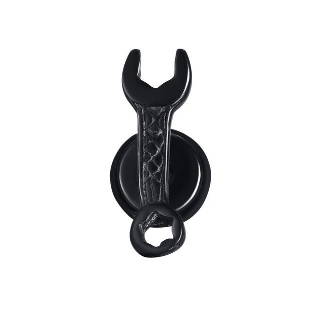 Men's Personality Female Rock Gothic Wrench Tool Design Titanium Steel Casting Earrings