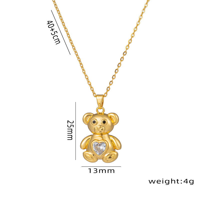 Cute Bear Female Clavicle Chain Design Sense Pendants