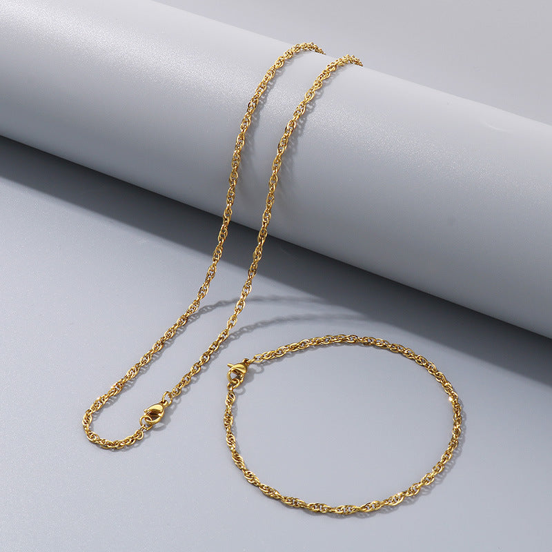 Women's & Men's Square Line Hemp Flowers Chain Simple Choker Titanium Steel Woven Necklace