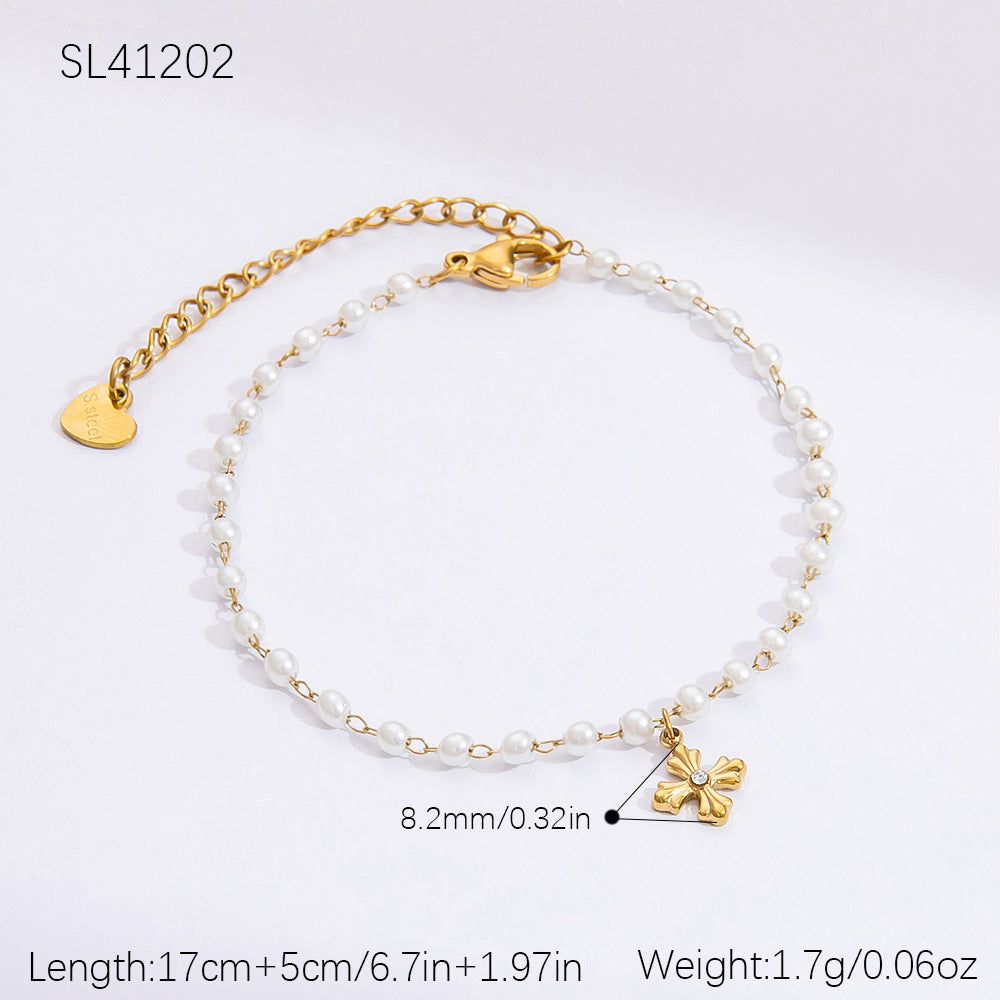 Steel Pearl Heart-shaped Shell Chain Gold-plated Bracelets