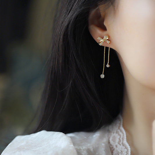 Rhinestone Light Luxury Small Fresh Long Earrings