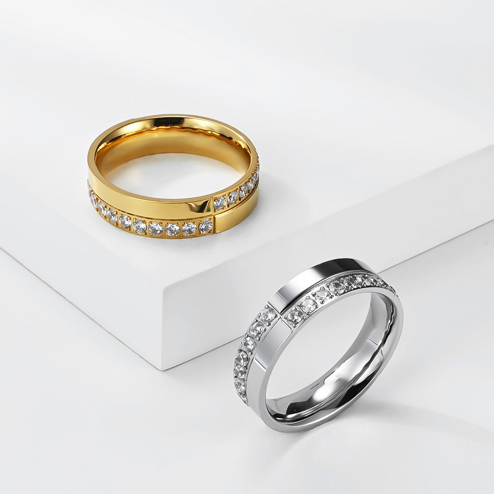 Titanium Steel Female Niche High-grade Light Luxury Hand Full Diamond Ring