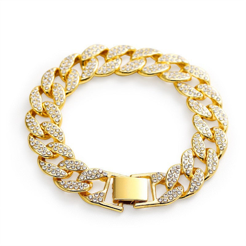 Men's Hip Hop Cuban Trendy Style Nightclub Hand Diamond Bracelets