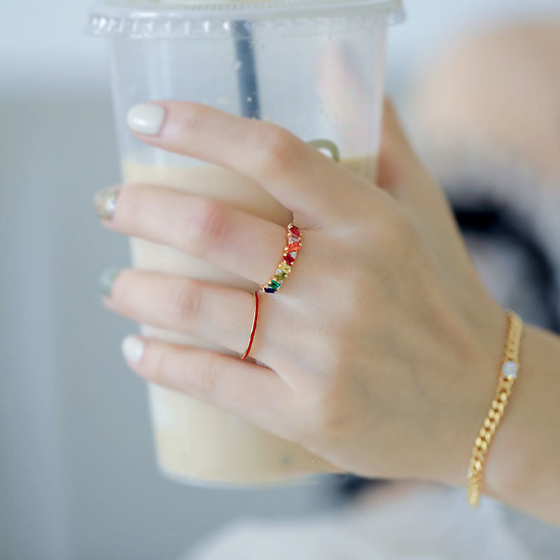 Women's Candy Colorful Bright Zircon Personality Gold-plated Fashionable Rings