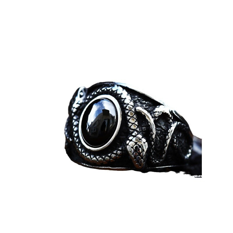 Men's Steel Inlaid Jewel Retro Personality Double-headed Rings