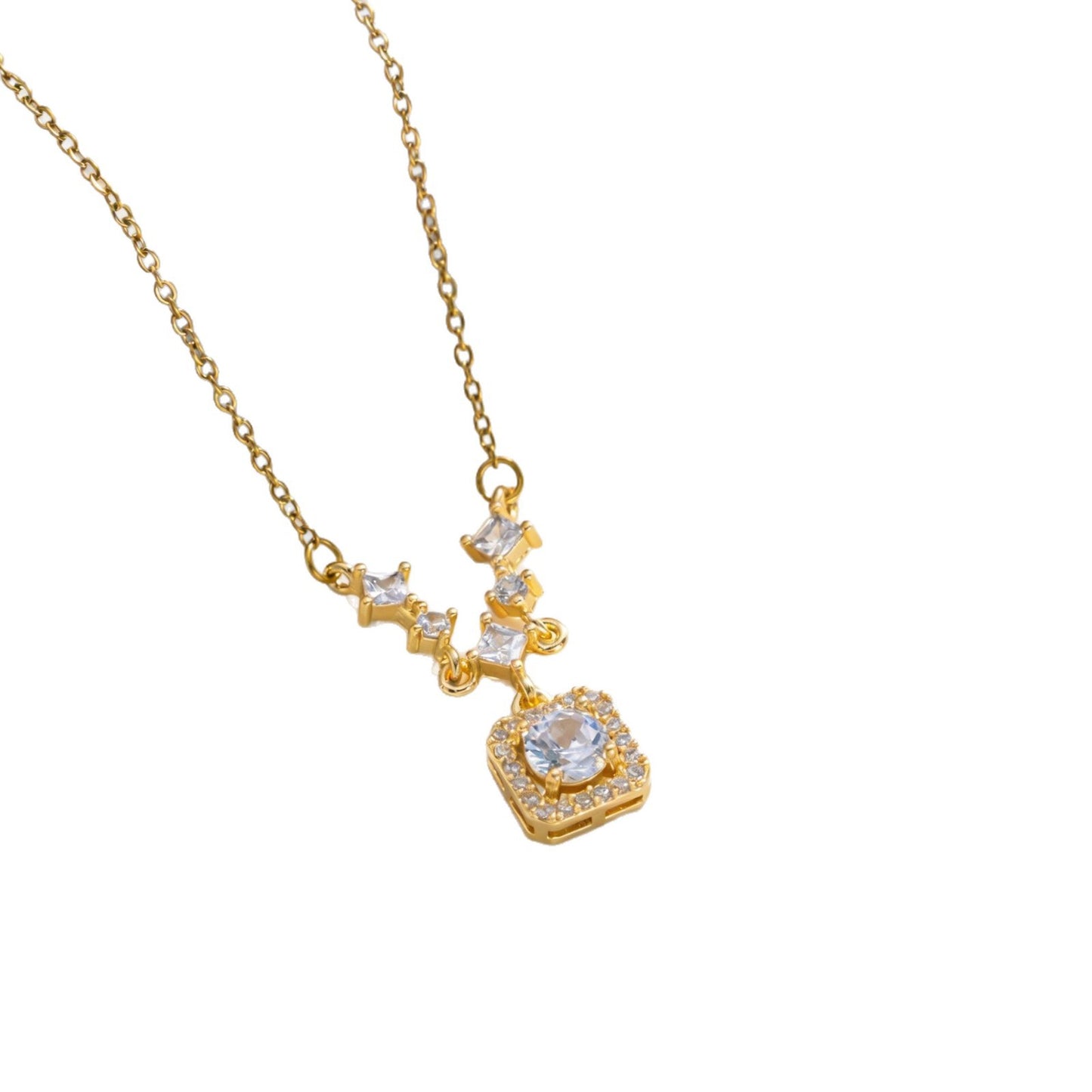 Sweet Small Square Diamond For Exquisite Super Shiny Necklace
