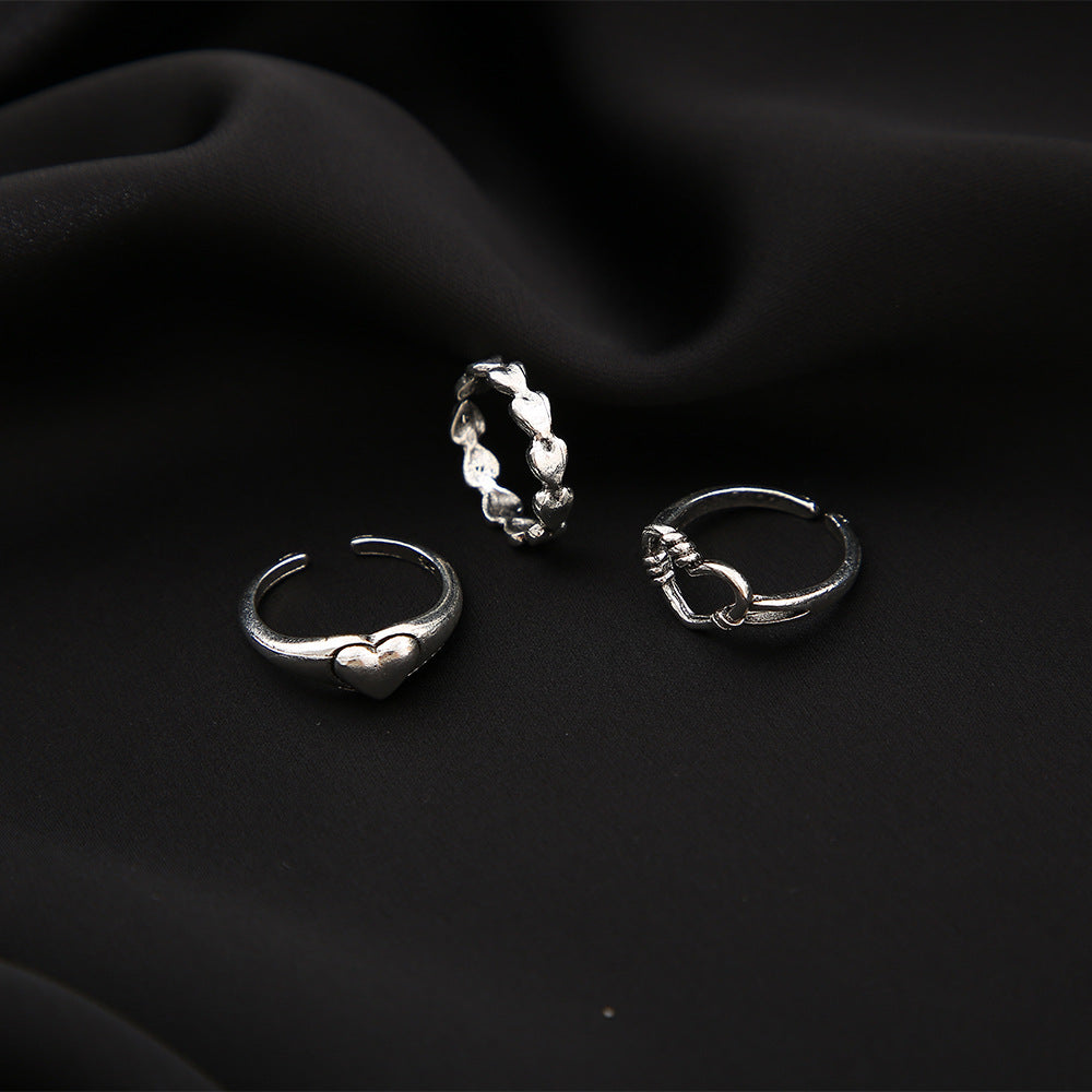 Creative Retro Simple Love Heart-shaped Suit Rings