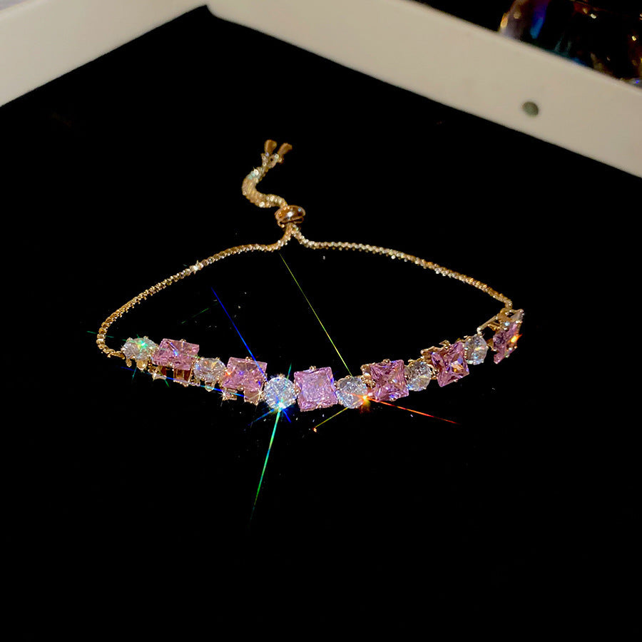 Women's Korean Geometric Round Zircon Light Luxury High-grade Stylish Simple Bracelets