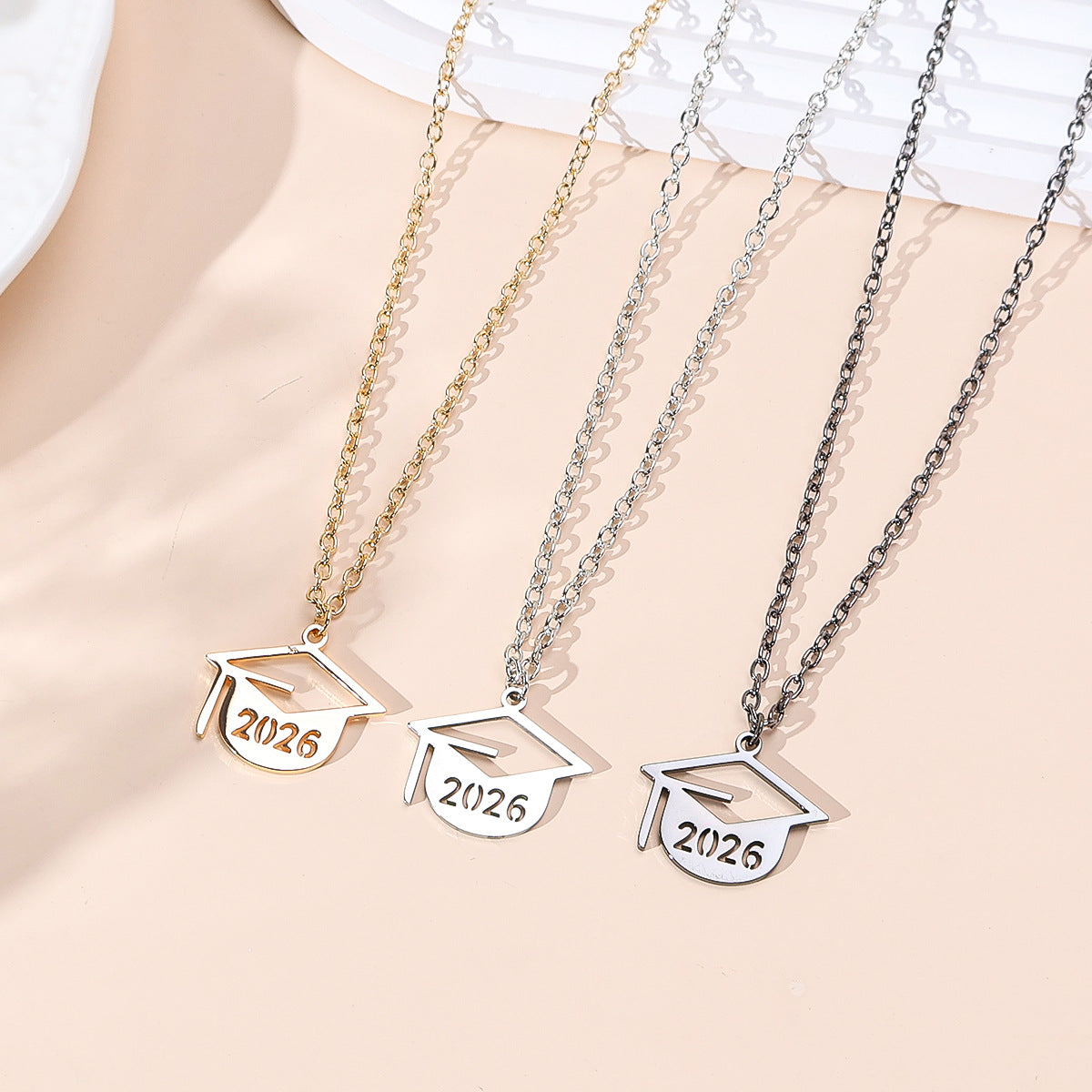 Graduation Stainless Steel Doctorial Hat Memorial Necklaces