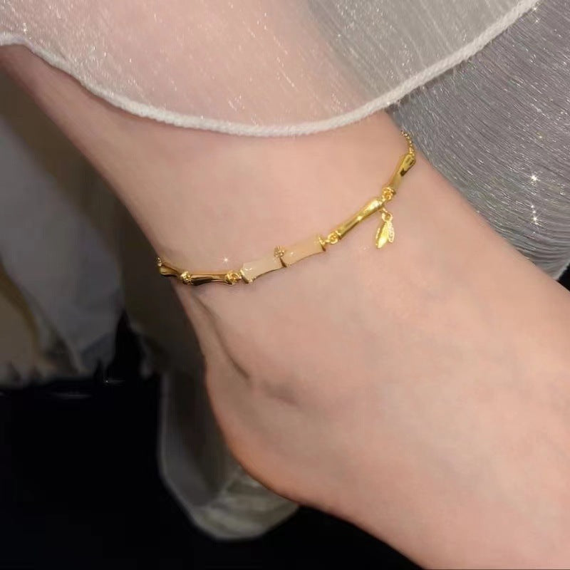 Golden Bamboo Simple Exquisite Light Luxury High-grade Versatile Ankle Bracelet
