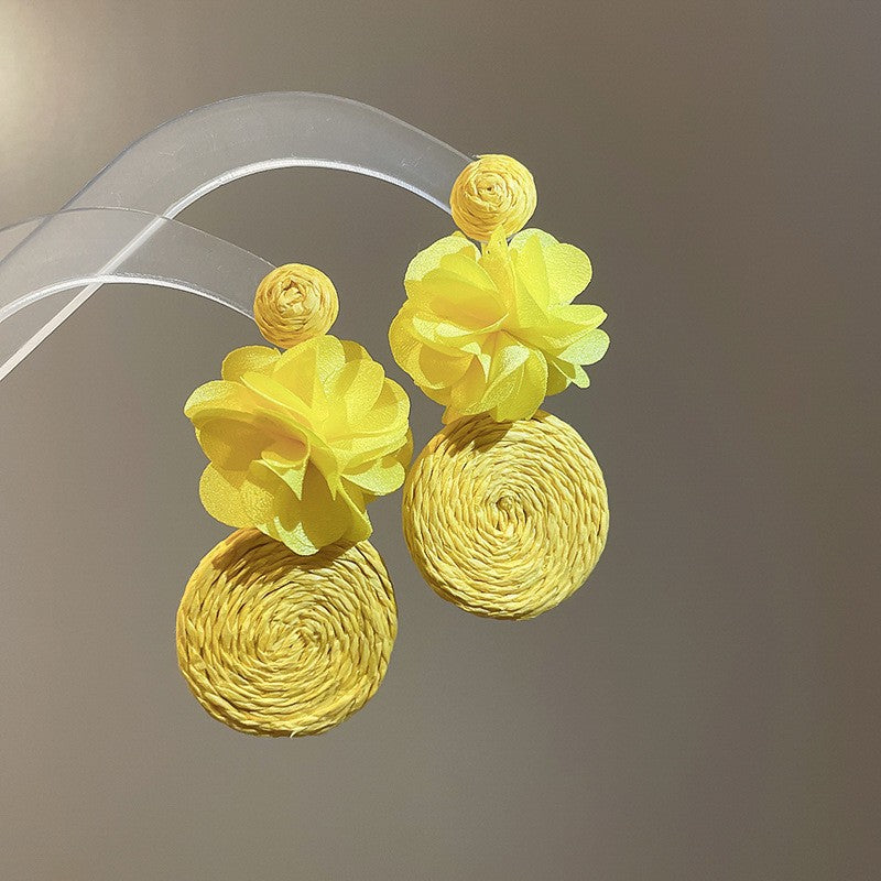 Women's Green Leaf Lily Yellow Series Tassel Light Luxury High-grade Sweet Rings