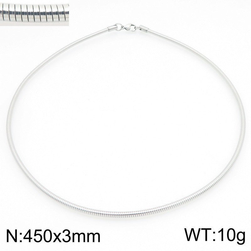 Women's Chain Round Stainless Steel Gold Personality Collar