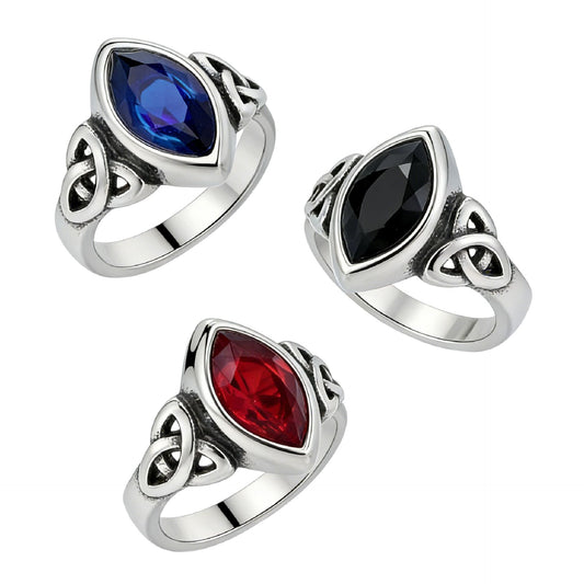 Nordic Viking Celtic Gemstone Titanium Steel Rings