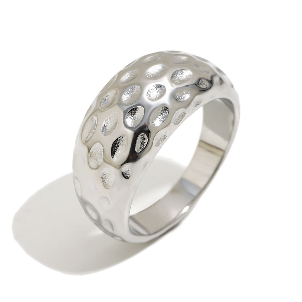 Women's Personality Stainless Steel Plated Beating Pattern Rings