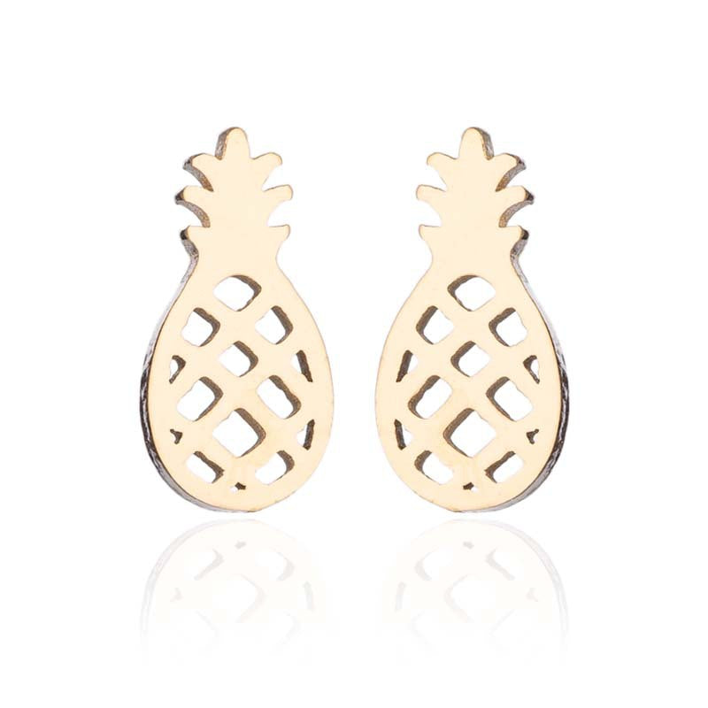 Summer Fruit Ear Fashion Stainless Steel Simple Cherry Apple Strawberry Stud Earrings