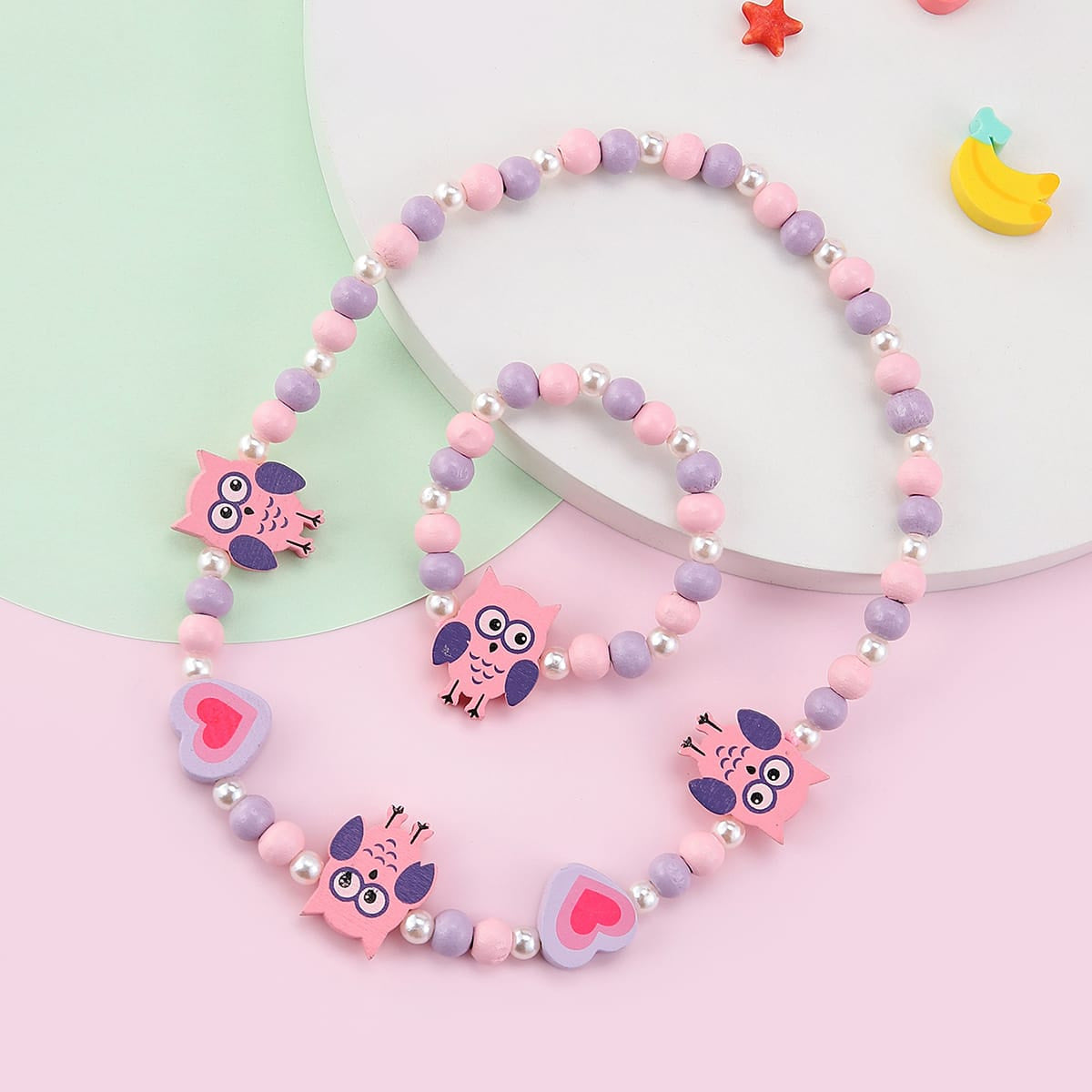 Children's Mixed Color Beaded Wooden Bead Handmade Bracelets