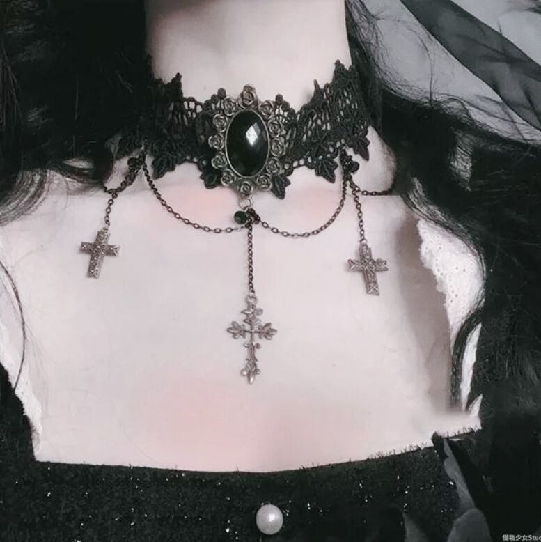 Cross Lace Lolita Ornament Dark Retro Niche Clavicle Necklaces