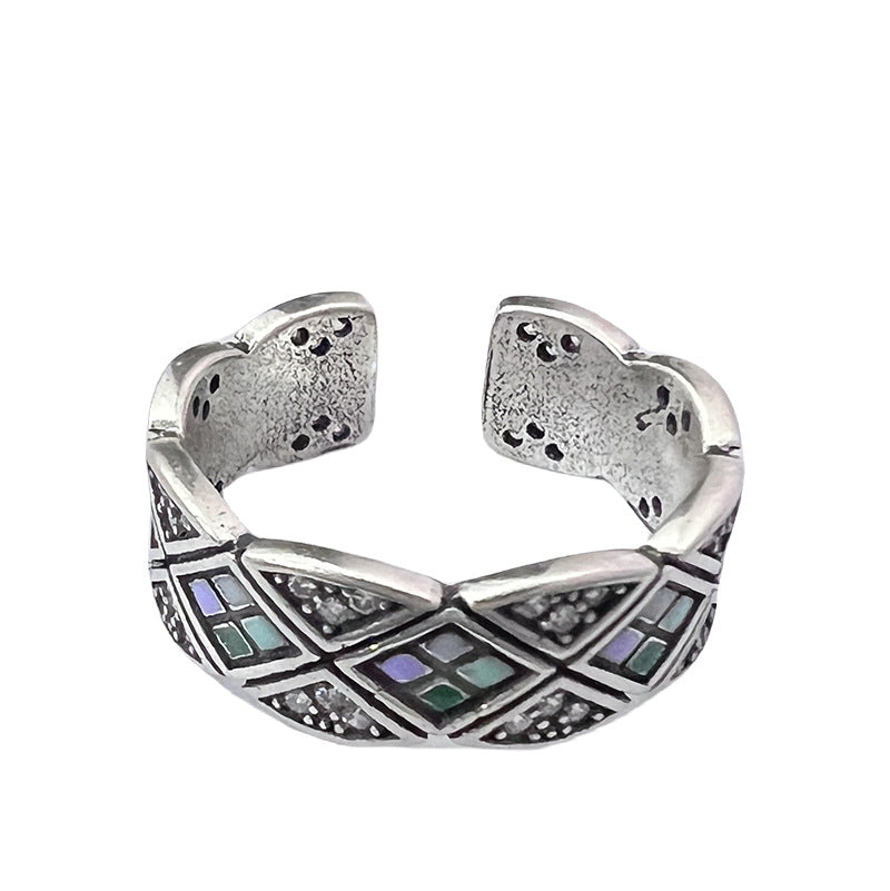 Rhombus Drip Glazed Open Female Light Luxury Minority Rings