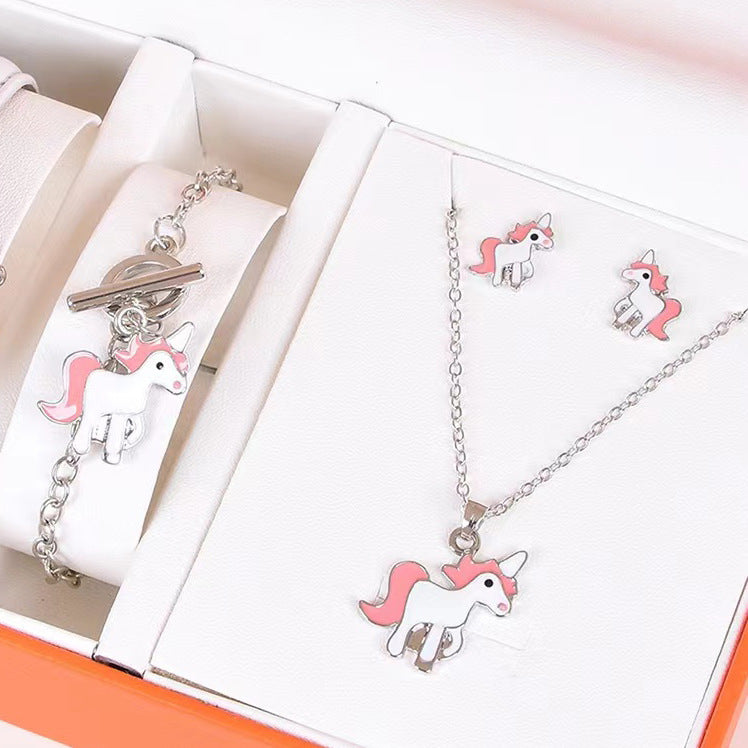 Fashion Temperament Clavicle Chain Niche Popular Unicorn Jewelry Set