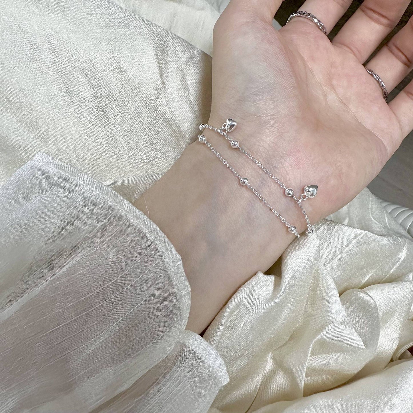 Layer Heart Love Ball High Sense Fashion Style Design Bracelet