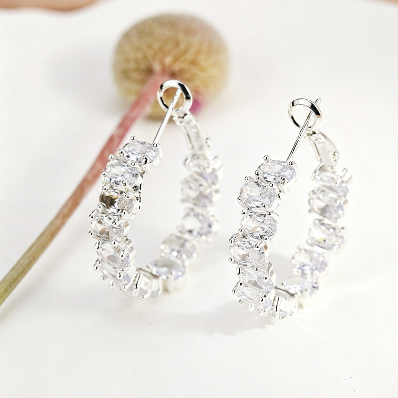 Light Luxury High-grade Dopamine Color Zircon Sier Needle Rings