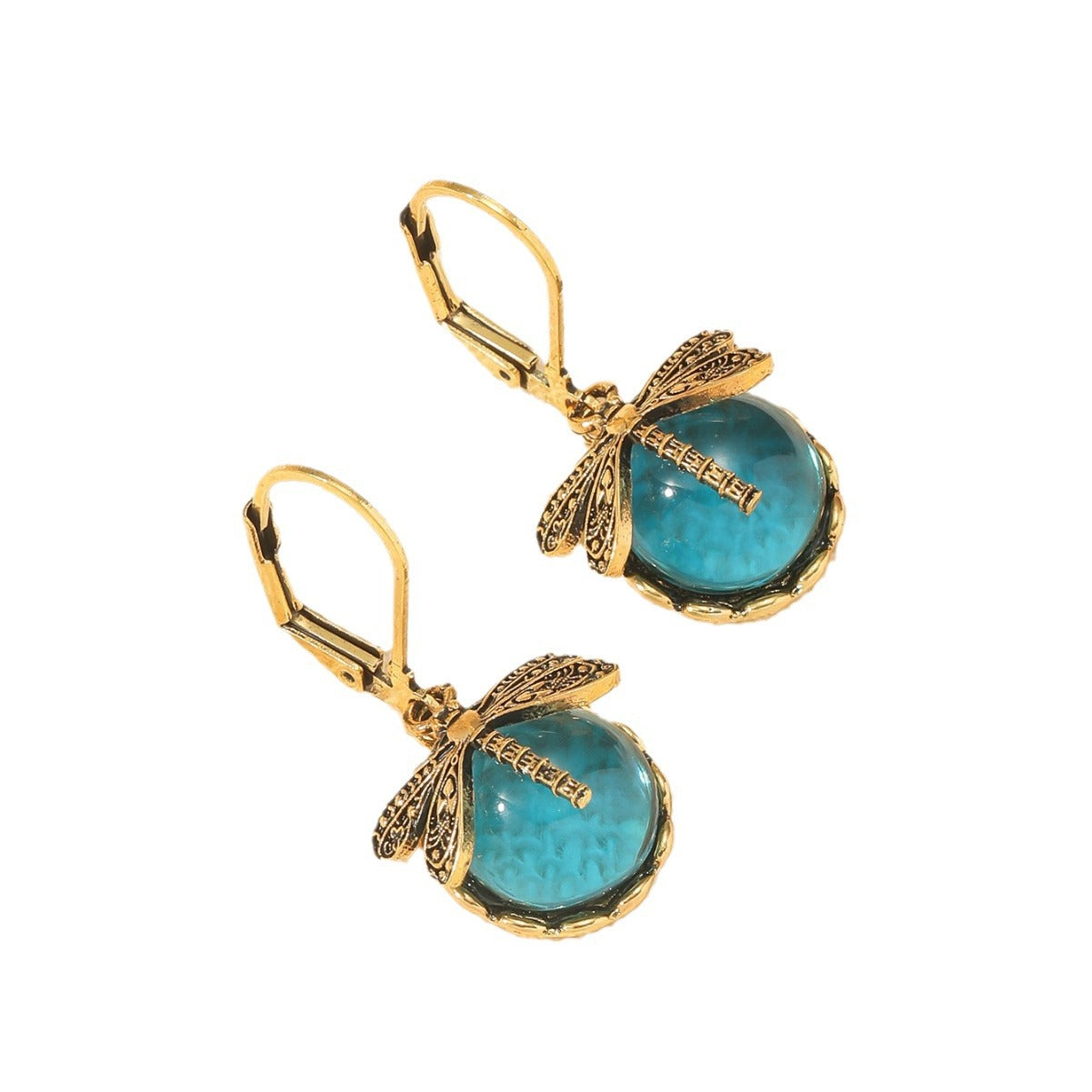 Women's Vintage Dragonfly Green Crystal Charm Party Earrings