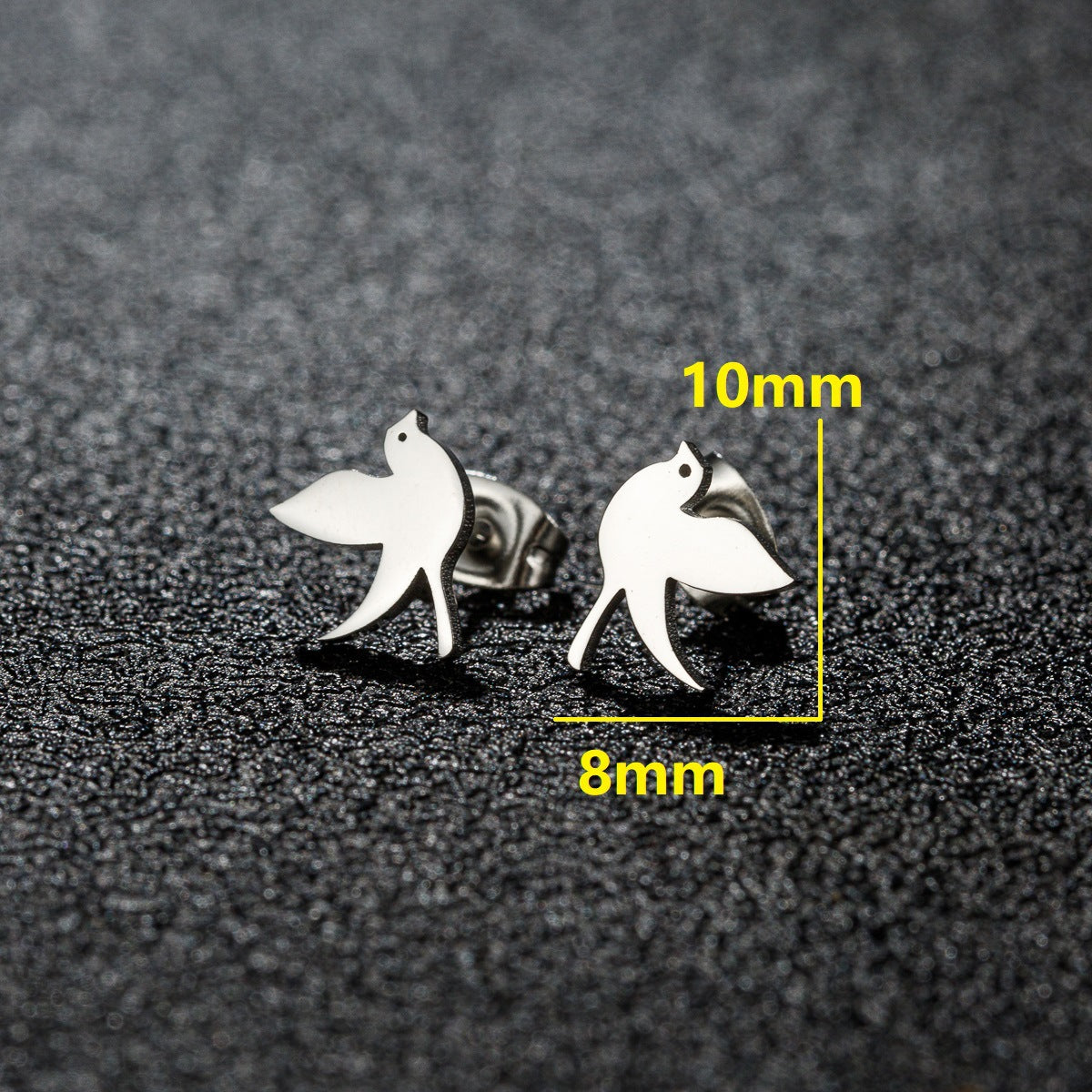 Stainless Steel Goldfish Bird Ear Design Ghost Skull Stud Earrings