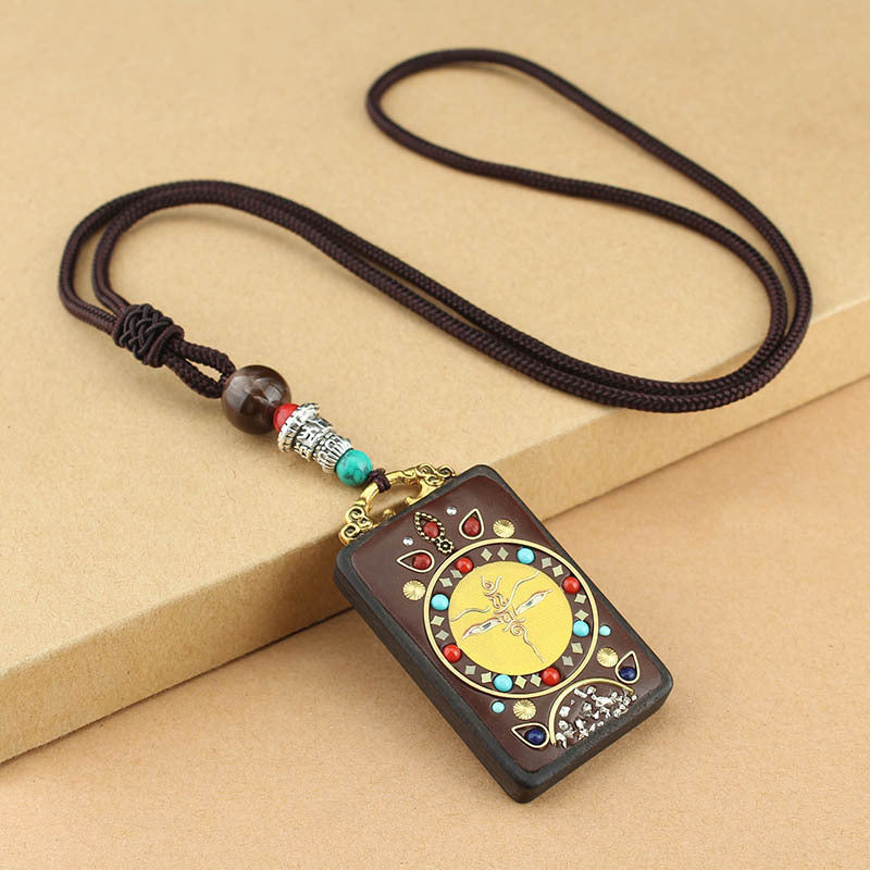 Handmade Blackwood Yellow God Of Wealth Necklaces