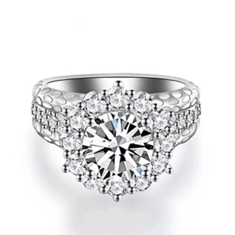 Broadcast Fashion Luxury Female Eight Hearts Arrows Ring